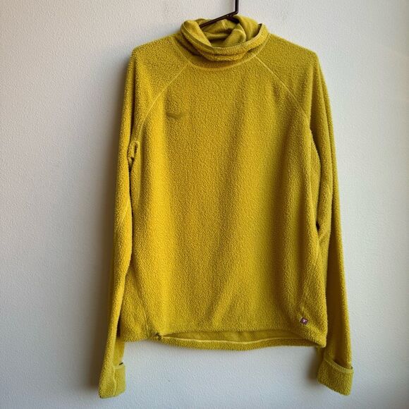 Hoka Base Camp Yellow Mock Neck Running Gym Fleece Sweatshirt Men's Size Medium - Picture 3 of 9